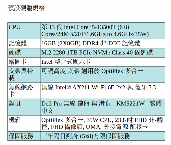 DELL OptiPlex 7410 plus 多合一 (I5-13500T/1TB SSD/16GB/AIO 23.8吋 FHD)