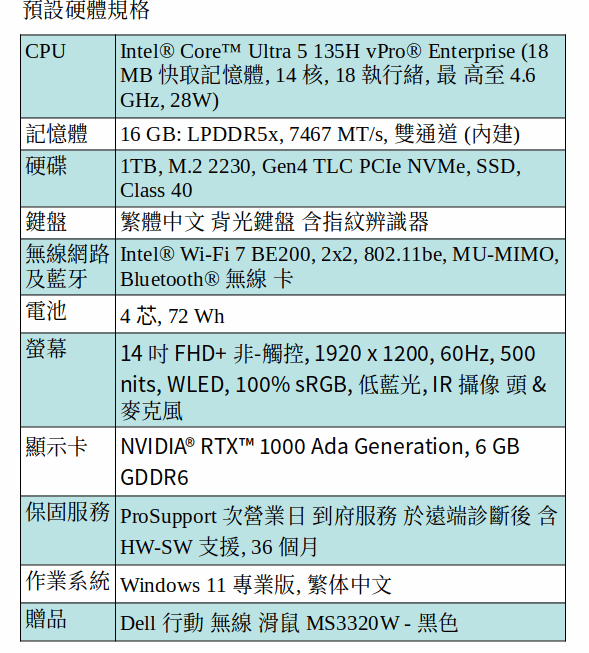 DELL Precision 5490 行動工作站 (Intel Core Ultra 5 135H/16GB/M.2 1TB SSD/14" FHD+) DELL Precision 5490 行動工作站 (Intel Core Ultra 5 135H/16GB/M.2 1TB SSD/14" FHD+)