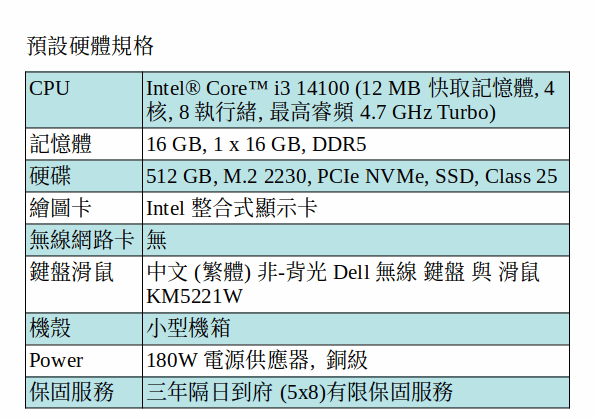 DELL Optiplex Tower 7020 小型機箱商用電腦 (I3-14100/16GB/512GB SSD/UHD/小型機箱) DELL Optiplex Tower 7020 小型機箱商用電腦 (I3-14100/16GB/512GB SSD/UHD/小型機箱)