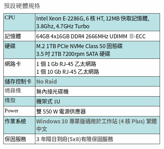 DELL 3930 機架式工作站 (XEON E-2286G/64GB RAM/1TB SSD +2TB SATA/P4000) DELL 3930 機架式工作站 (XEON E-2286G/64GB RAM/1TB SSD +2TB SATA/P4000)