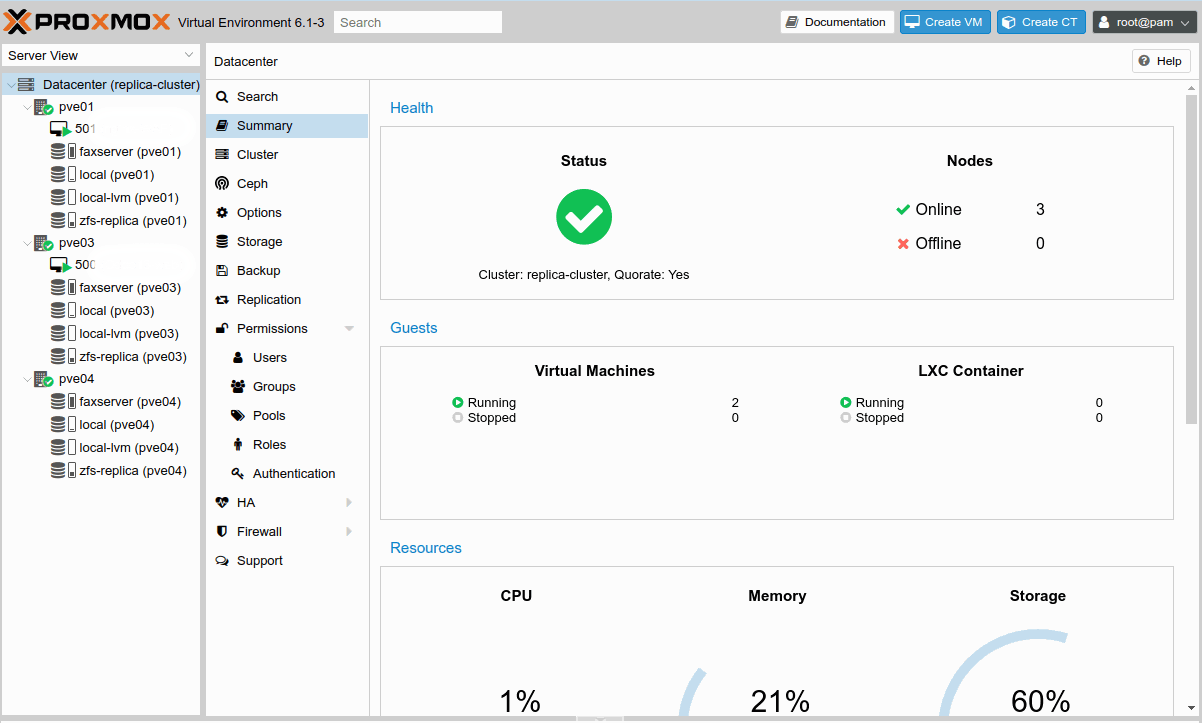 Proxmox 三節點 cluster with replication HA Proxmox 三節點 cluster with replication HA