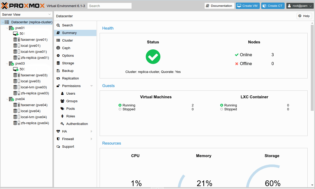 Proxmox 三節點 cluster with replication HA