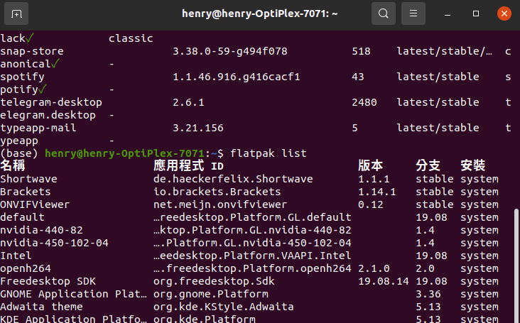 flatpak list on ubuntu