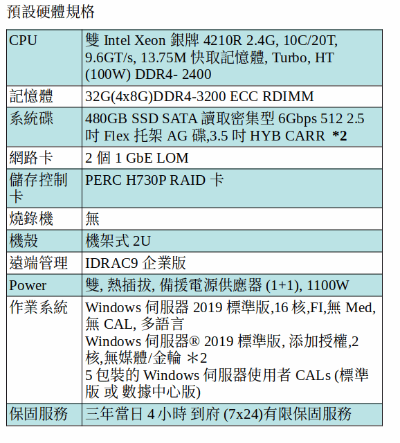 DELL R740xd2 機架式伺服器 (XEON SILVER 4210R*2/32GB RAM/480GB SSD*2/WinServer 2019) DELL R740xd2 機架式伺服器 (XEON SILVER 4210R*2/32GB RAM/480GB SSD*2/WinServer 2019)