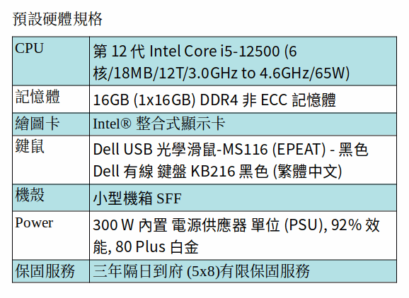 DELL Optiplex 3000 商用電腦 (I5-12500 /16GB/1TB SATA/小型機箱) DELL Optiplex 3000 商用電腦 (I5-12500 /16GB/1TB SATA/小型機箱)