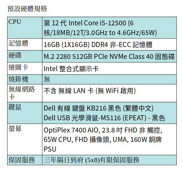 DELL OptiPlex 7400 多合一 (I5-12500/16GB/512GB SSD/AIO 23.8吋 FHD) DELL OptiPlex 7400 多合一 (I5-12500/16GB/512GB SSD/AIO 23.8吋 FHD)