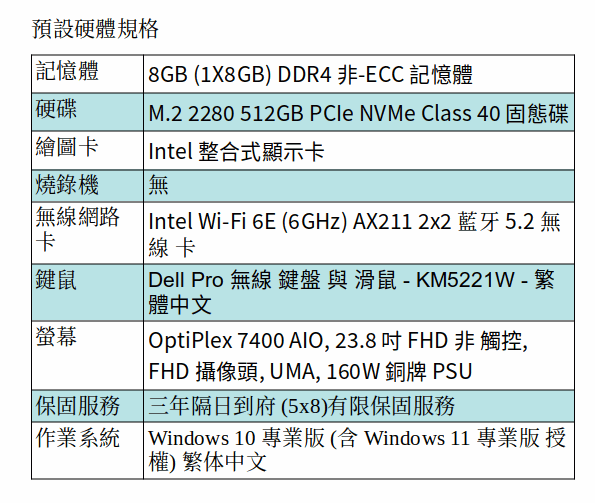 DELL OptiPlex 7400 多合一 (I5-12500/16GB/512GB SSD/AIO 23.8吋 FHD)