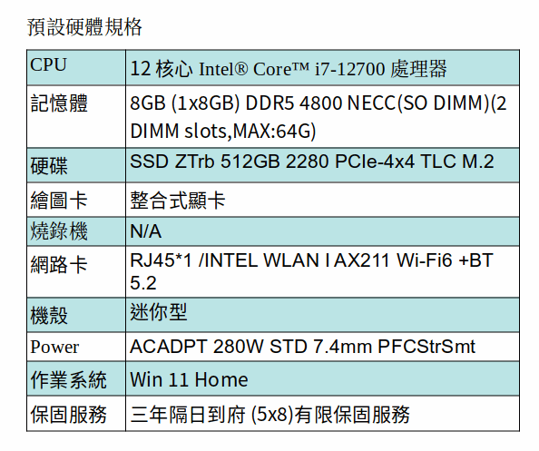 HP Z2MINIG9/I7-12700/無獨顯/8G*1/512GB M.2 /W11 Home/333/小型機箱工作站