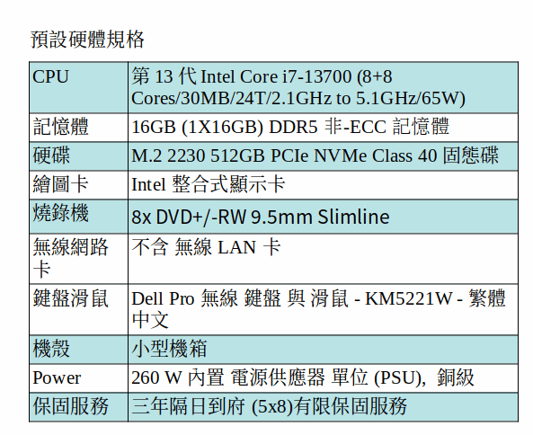 DELL Optiplex SFF Plus 7010 商用電腦 (I7-13700 /16GB/512GB SSD/UHD/小型機箱)